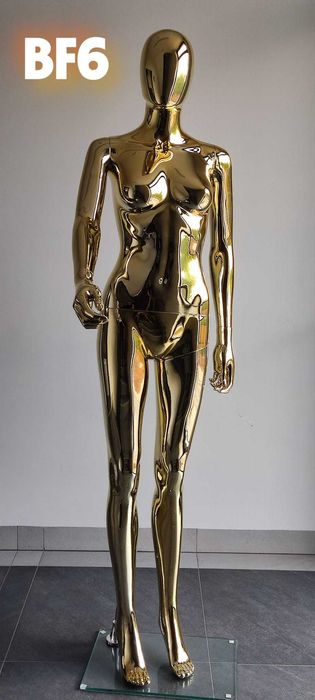 Manekin damski wystawowy  całopostaciowy złoty połysk/srebrny połysk