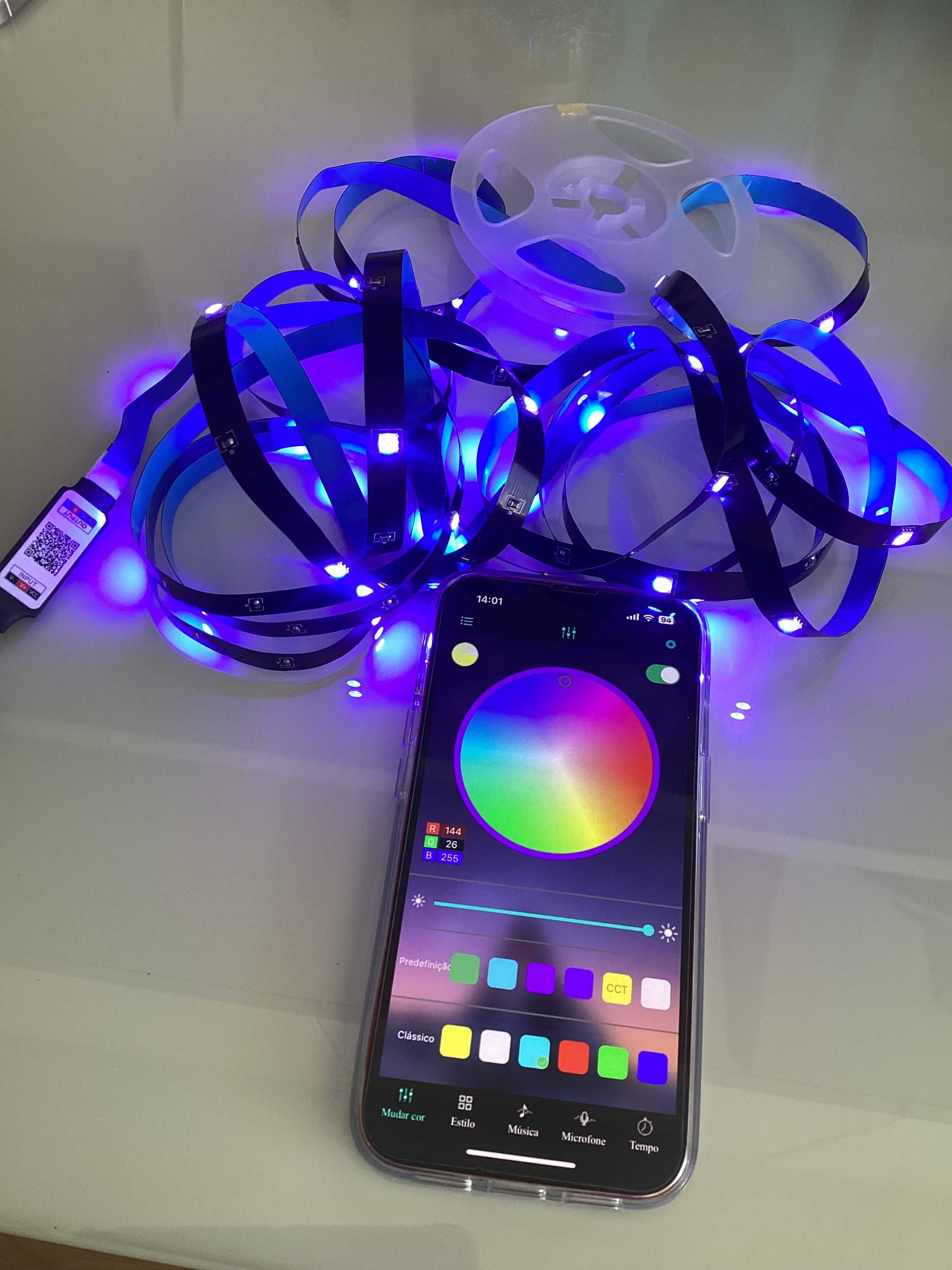 Tira Luz Led com de 4m  RGB Bluetooth