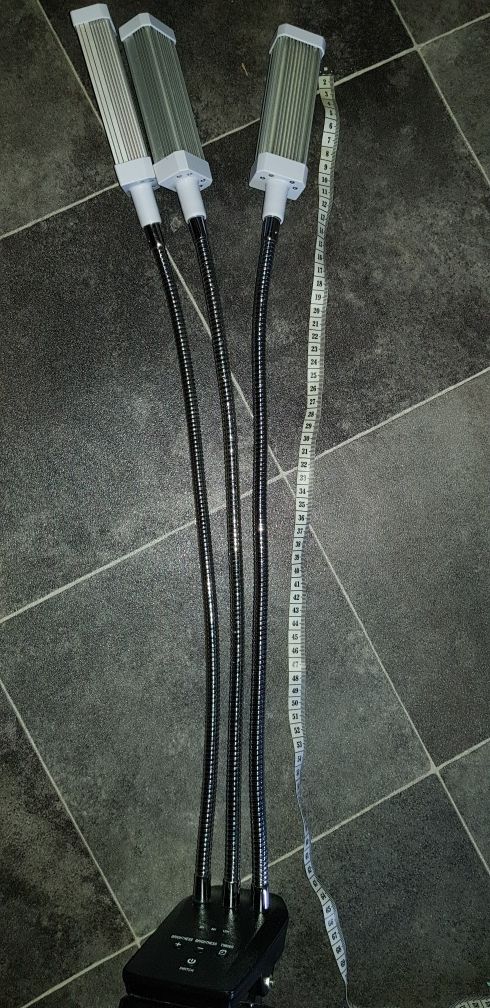 Lampa LED 3-ramienna do roślin i czytania regulacja jasności timer