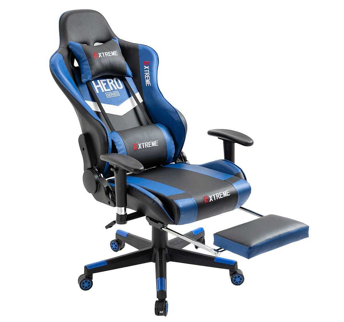 Fotel dla gracza do biurka EXTREME HERO Blue z regulacją oparcia