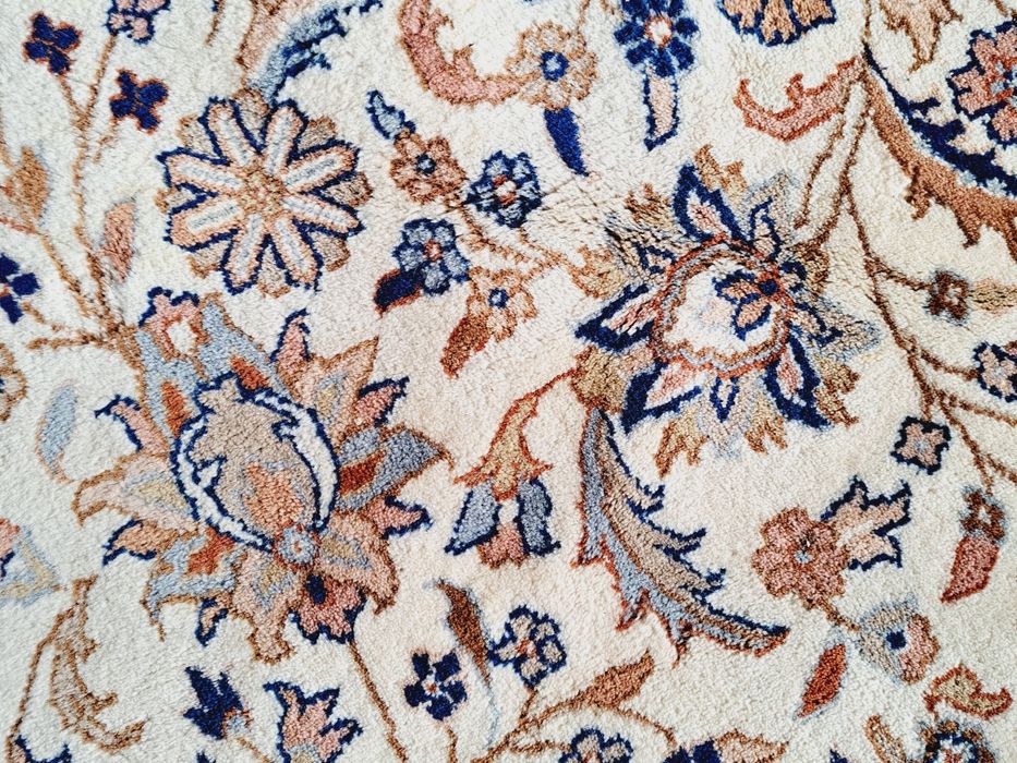 Przepiękny okrągły Keshan. Ręcznie tkany wełniany dywan Średnica 252cm