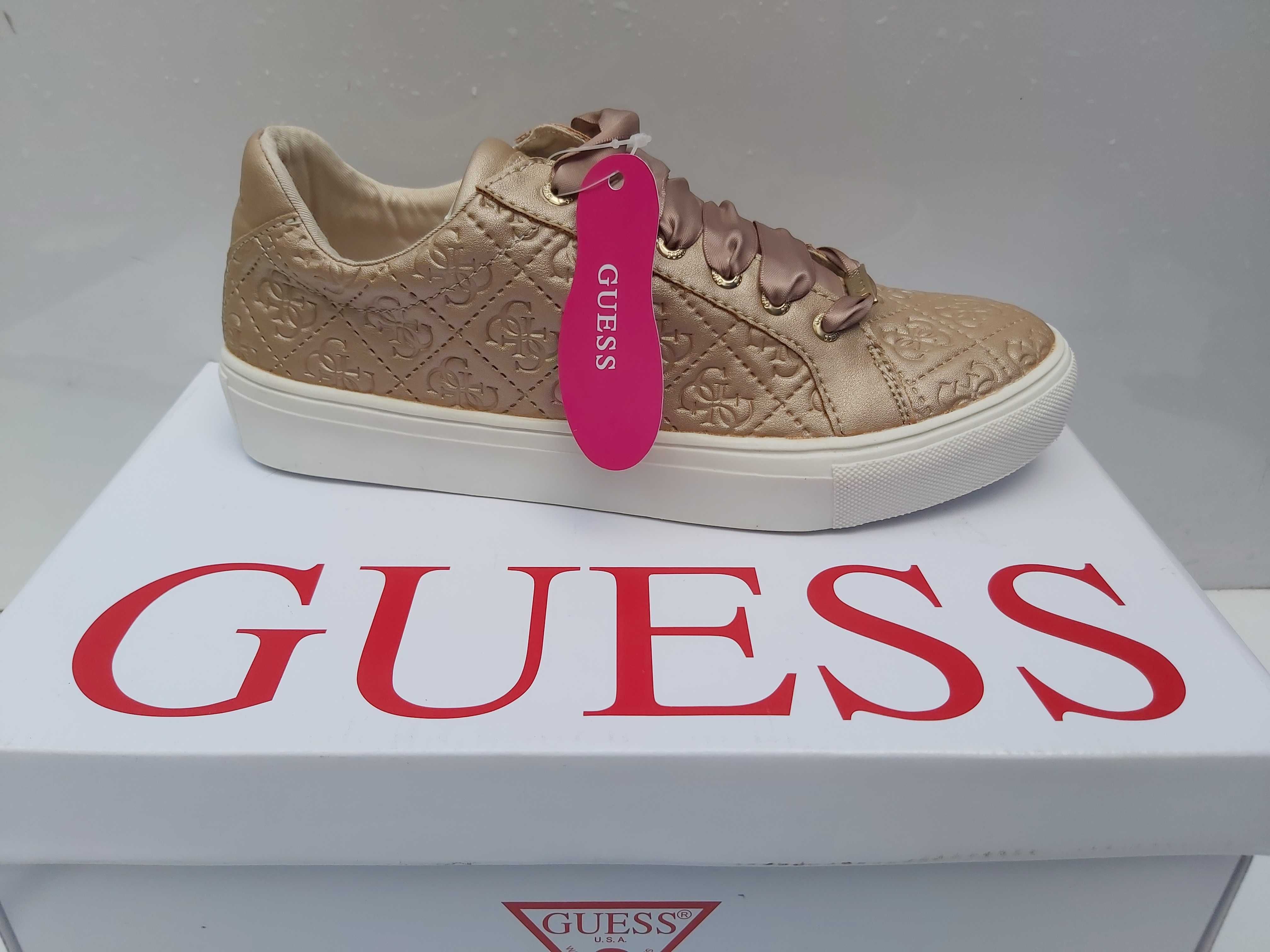 SP NOWE sneakersy GUESS złote trampki monogram rozmiar 39