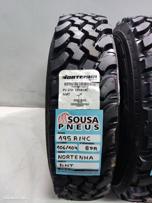 2 pneus novos 195-15c nortenha - recauchutados - oferta dos portes