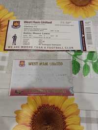 2 bilhetes de futebol do West Ham United para colecioandores