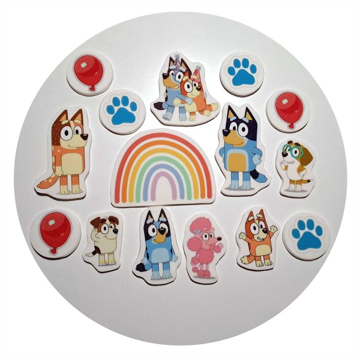 Zestaw na tort topper Bluey 15 elem. 2D