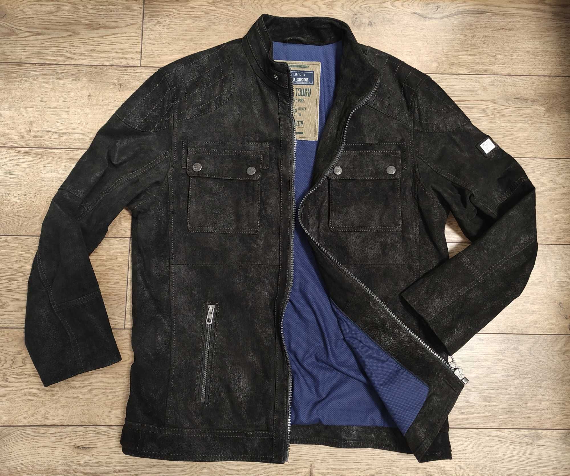 Куртка 50 - 48 шкіряна чоловіча байкерська чорна кожаная черная байкер
