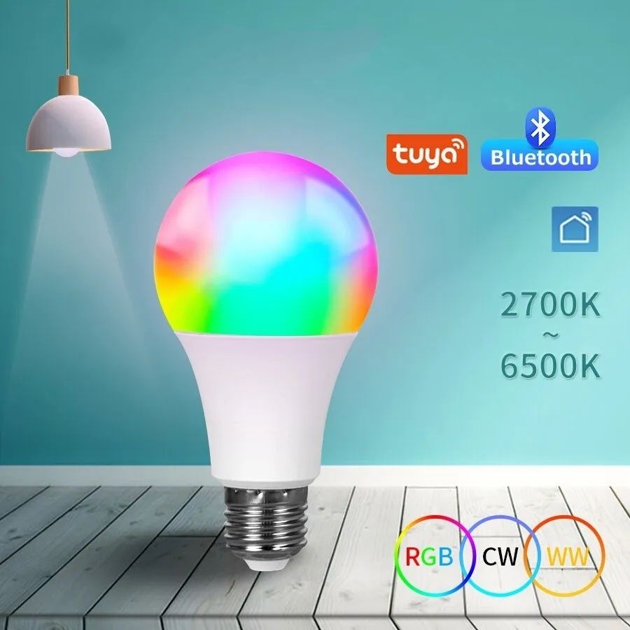Умная светодиодная лампа RGB E27 с поддержкой Bluetooth, 10 Вт Tuya
