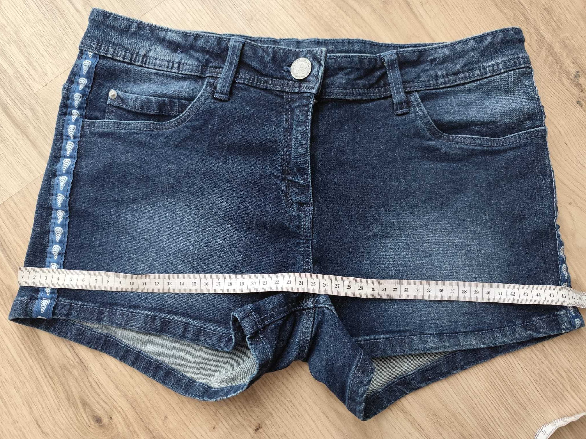 Nowe spodenki jeansowe szorty 170 dziewczęce ciemny granat