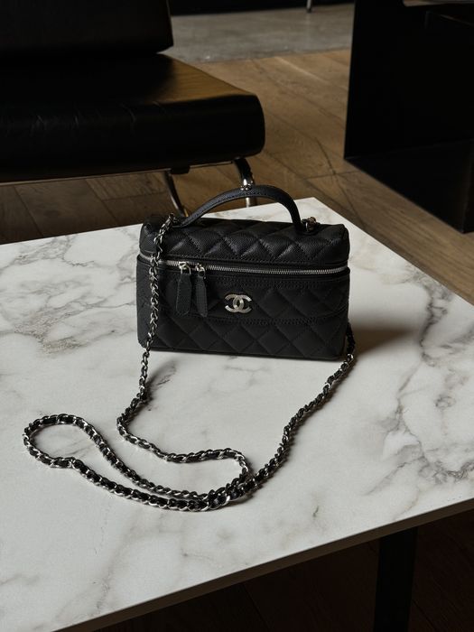 Сумка в стилі Chanel Caviar Quilted CC Top Handle Long Vanity