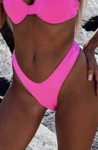 Majtki bikini XS S swim rozowe neonowe stringi