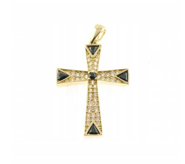 ZŁOTY KRZYŻYK Krzyż Onyks Złoto p.585 IDEALNY Na Prezent