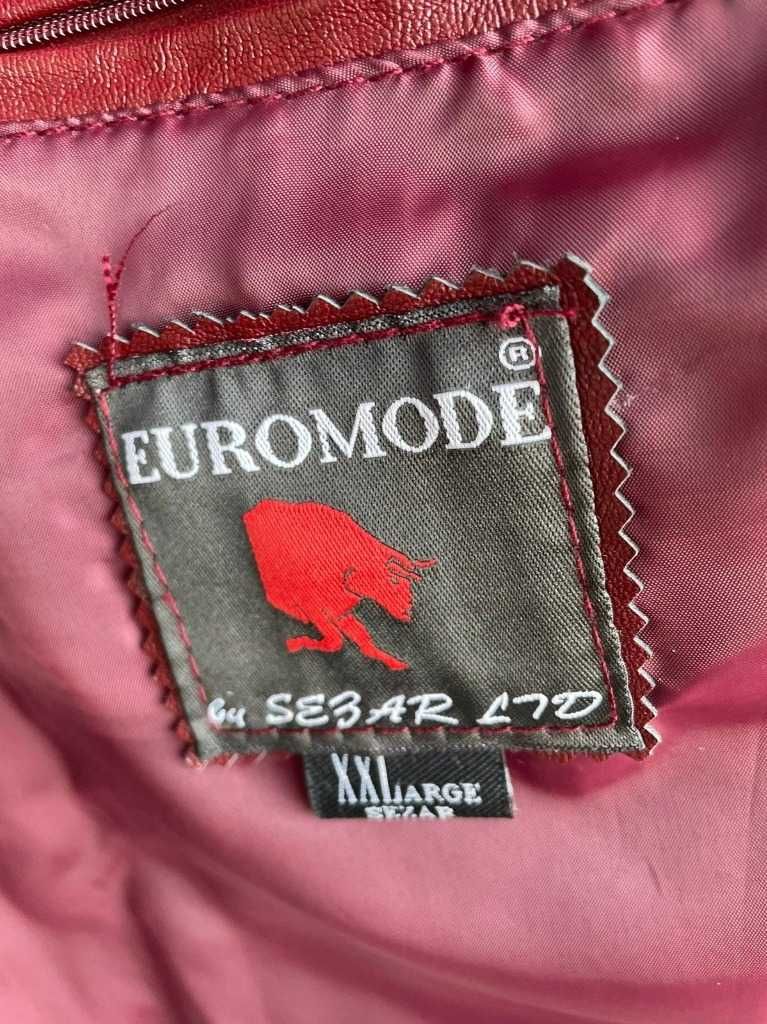 Skórzana męska marynarka koloru czerwieni burgundzkiej