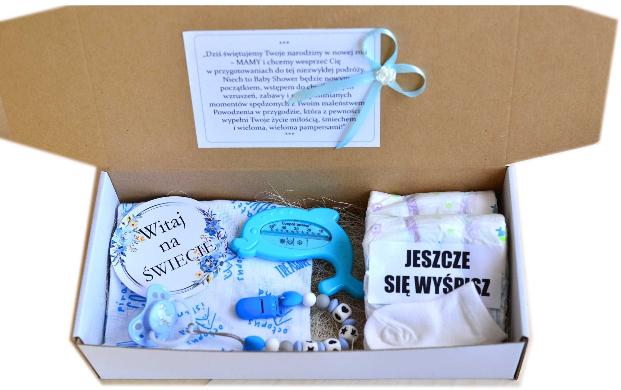 Piękny ZESTAW prezentowy BOX na BABY  Shower dla Chłopca