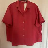 Женская блузка летняя льняная UNICLO темно-розовая, большой размер.