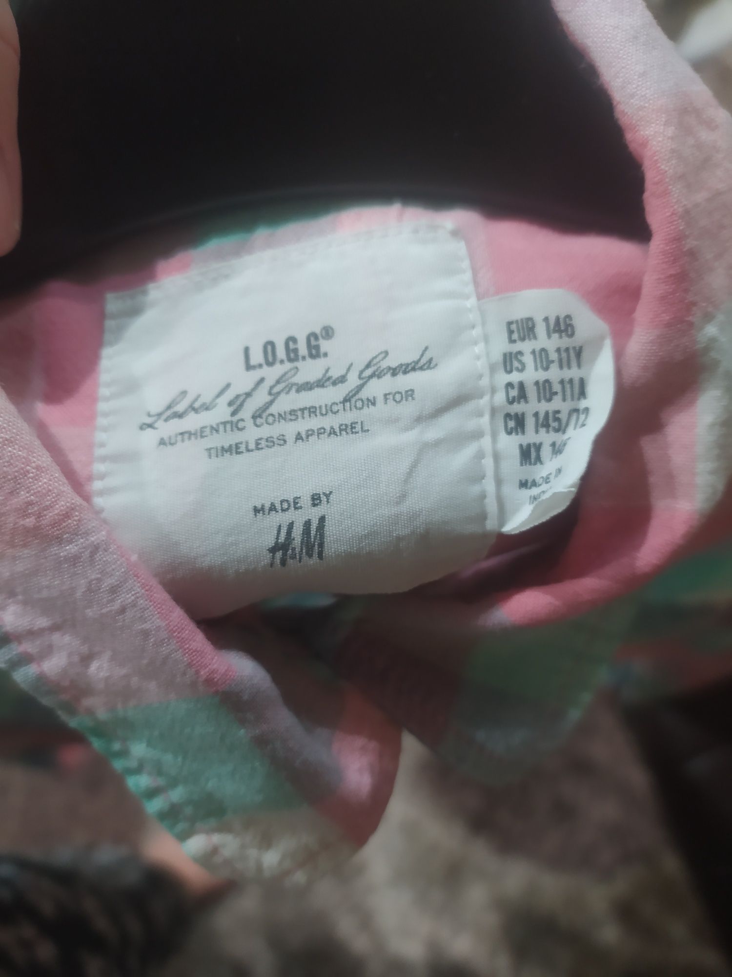 Koszula bawełniana w kratę bz długim rękawem H&M r 146