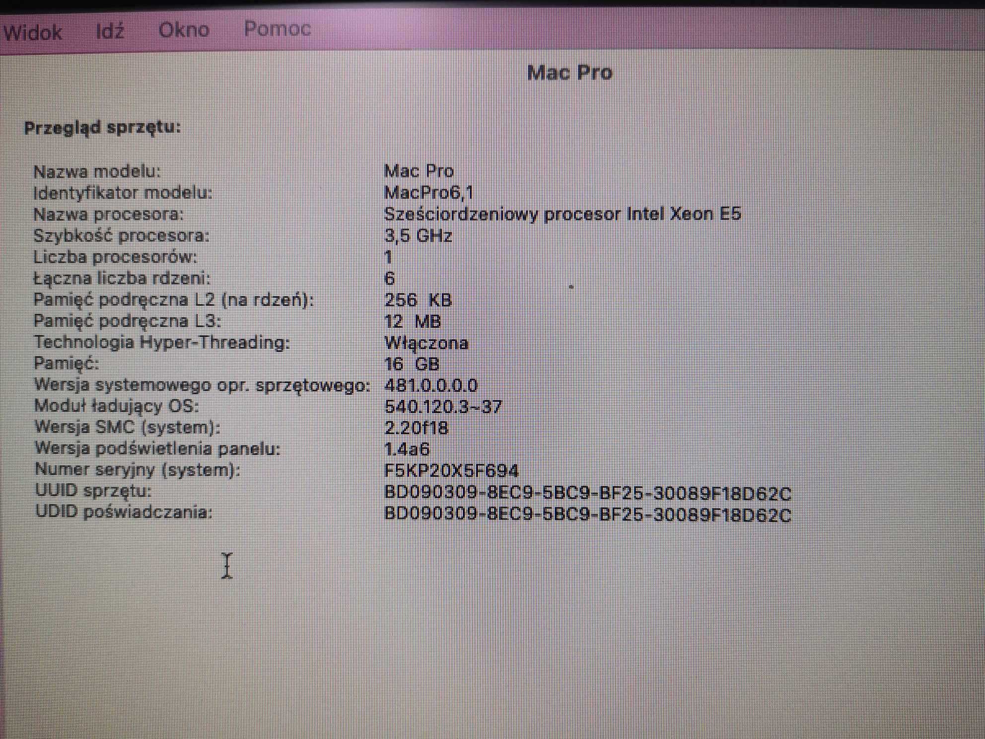 Apple Mac Pro 6.1 6 Core Xeon 3.5 GHz, 16GB DDR3, 2xFire Pro D500 3GB