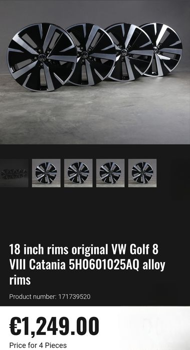 Jantes originais VW GOLF 8,5 Catania 2025