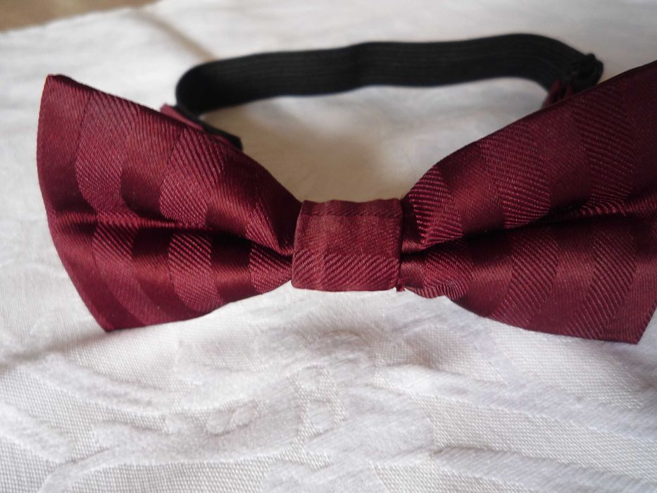 Винтаж галстук бабочка, регулируемый на липучке, бордо марсала унисекс