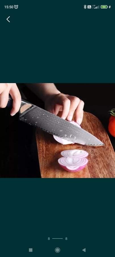 Piękny nóż szefa kuchni. DAMASZEK 67 warstw. 8 cali.
