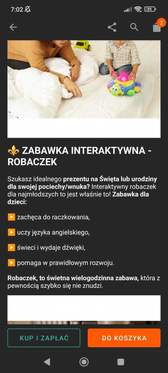 Interaktywny robaczek, zabawka do nauki raczkowania