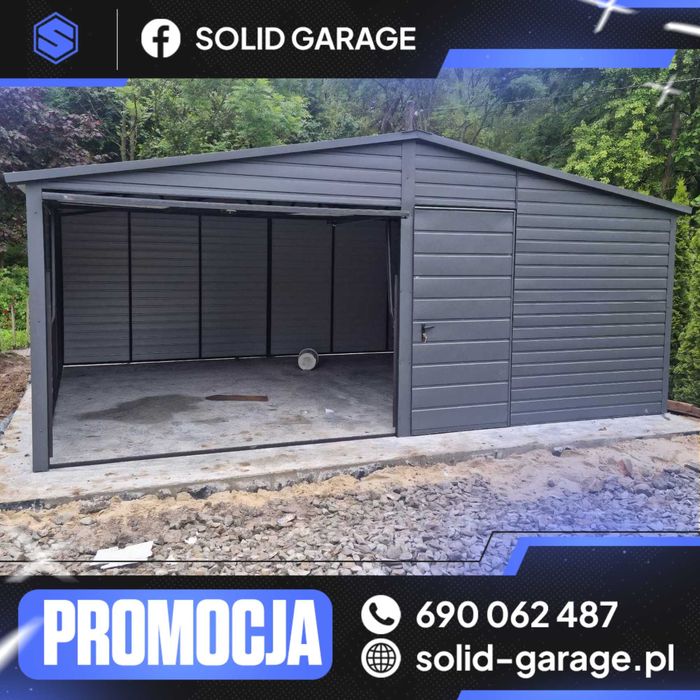 Garaż blaszany grafit 6x5m domek na narzędzia garaz |7x5 8x6 9x7 10x8|