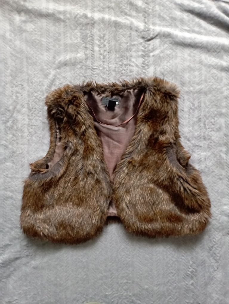 Brązowa kamizelka-futerko rozm.S H&M
