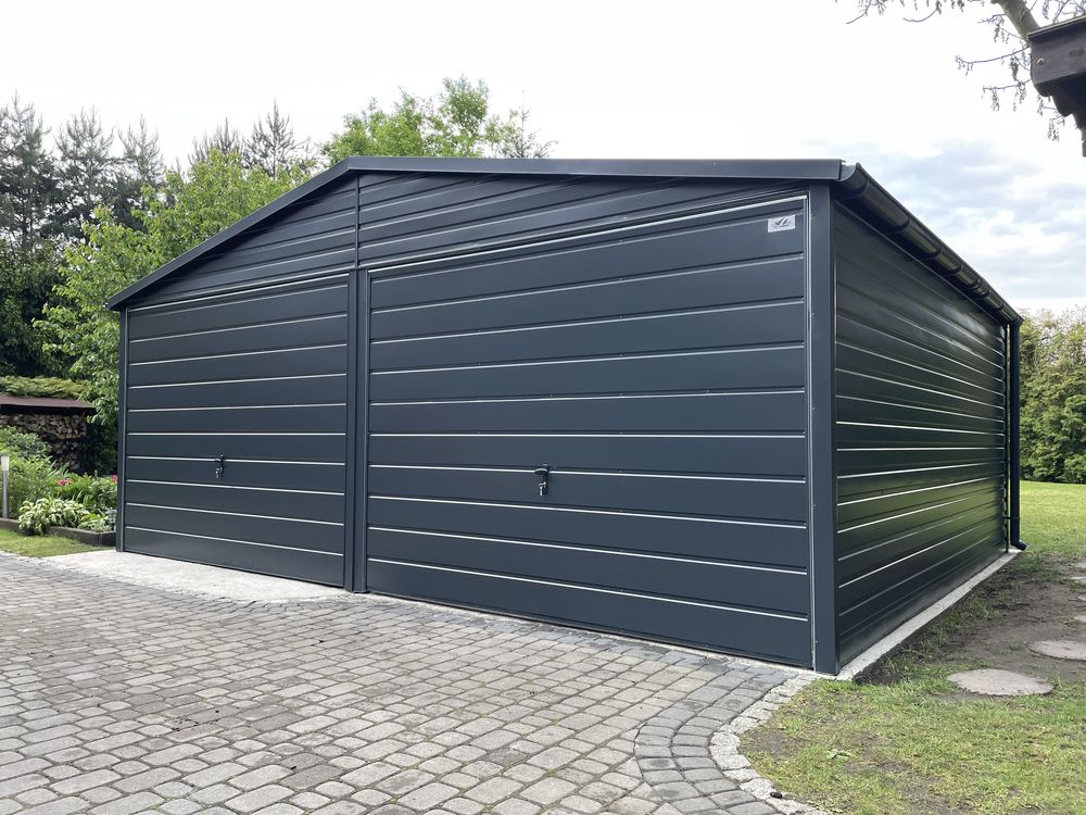 Garaż blaszany 6x5 grafit, antracyt, KONSTRUKCJA OCYNKOWANA.