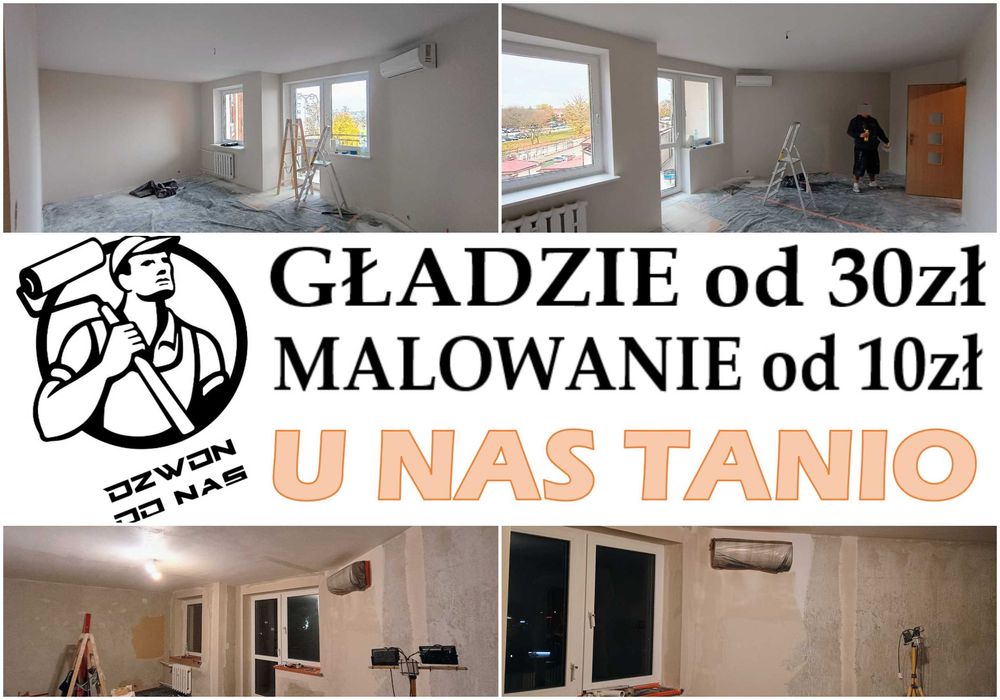 Malowanie Mieszkań, Gładź, Malarz, Glazurnik, Usługi Remontowe, TaniO