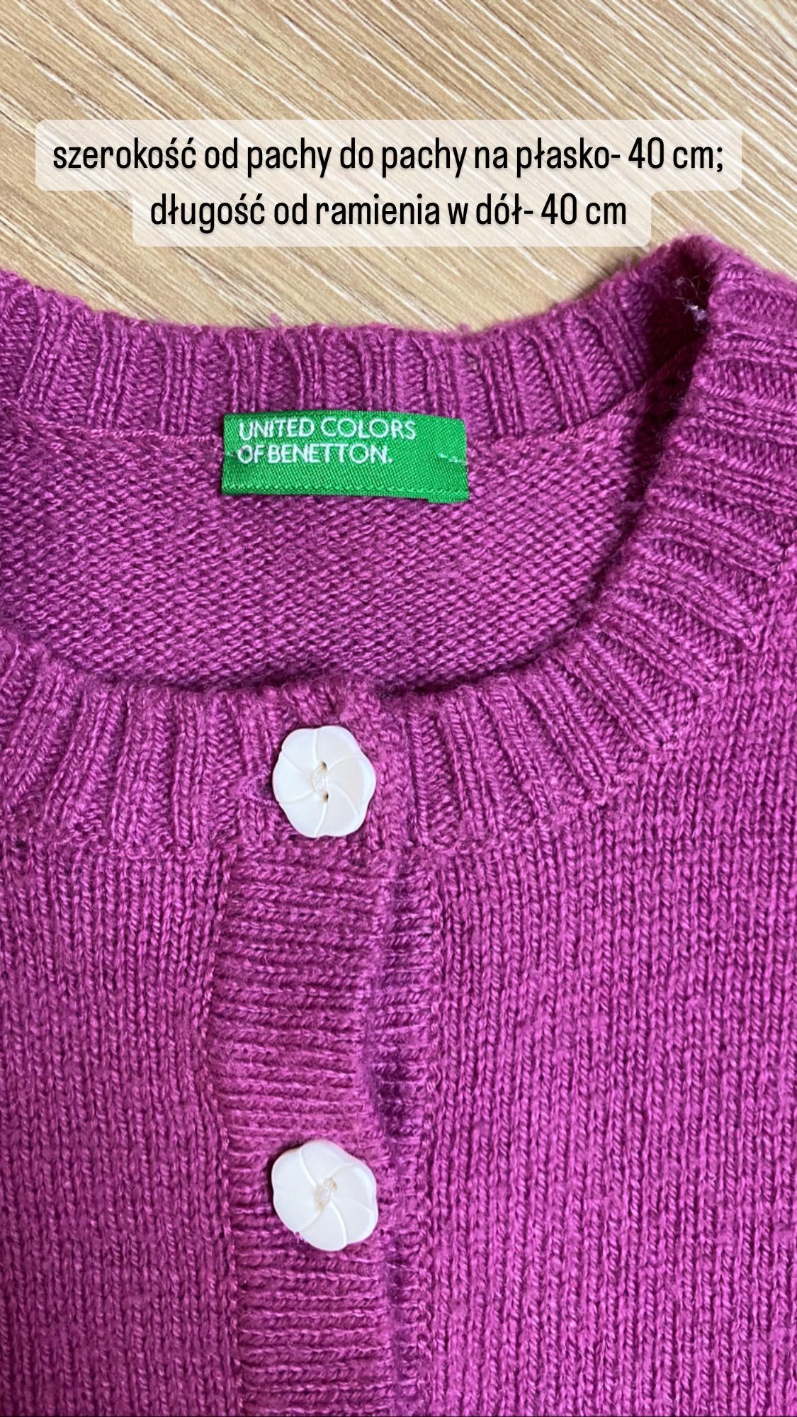 Sweterek dla dziewczynki United Colors of Benetton 110 rozpinany róż