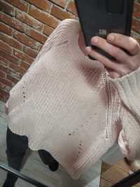 Gruby różowy sweter oversize boho vintage