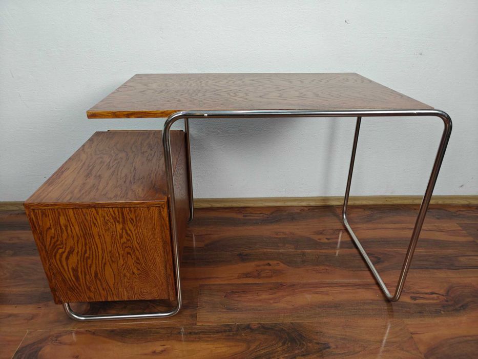 Minimalistyczne Biurko  Bauhaus Art Deco Chrom Dąb