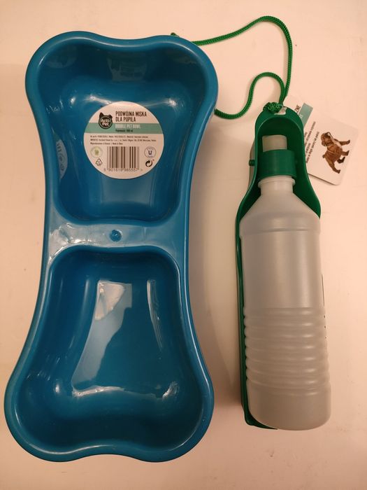 Podwójna miska i poidło turystyczne dla pupila ActivPet 450ml.