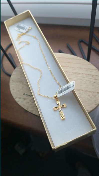 Zestaw łańcuszek+krzyżyk srebro 925 pozłacany
