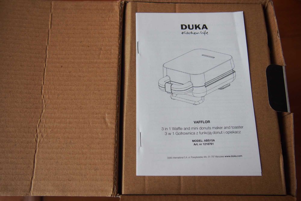 Gofrownica elektryczna 3w1 DUKA VAFFLOR biała - NOWA - Zwrot 7 dni!