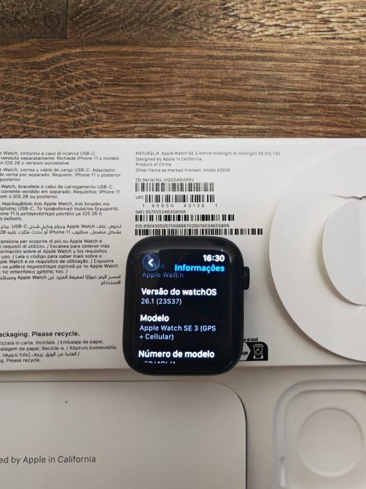Apple Watch SE 3 44MM Preto Celular  Seminovo C/Garantia Aceito Retom