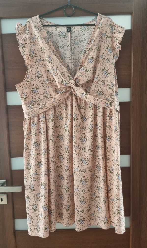 Sukienka kwiaty nowa 3xl brzoskwiniowa wiosna lato boho plus size