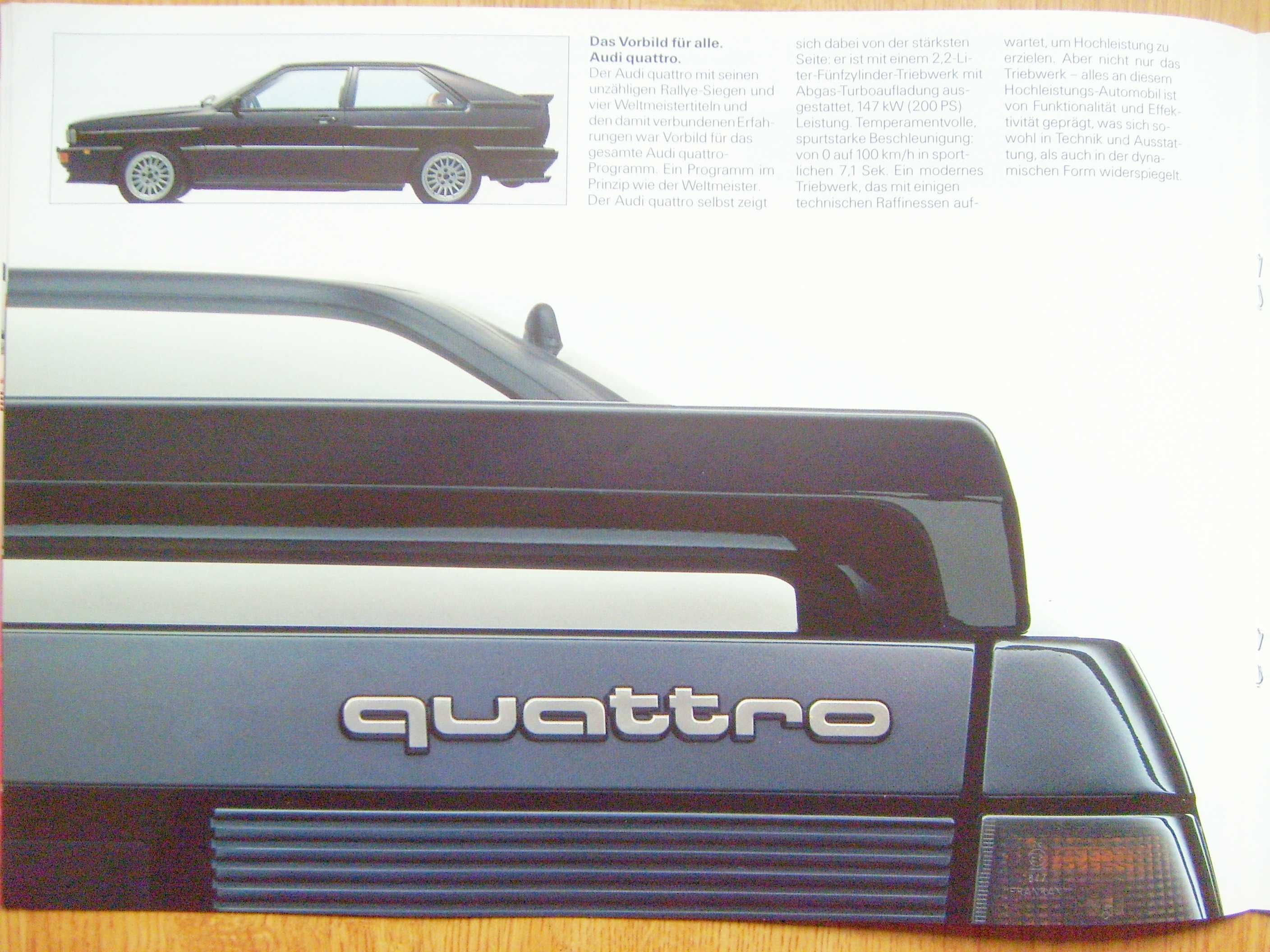 AUDI QUATTRO PROGRAMM 1985 * prospekt katalog 28 str., stan IDEALNY