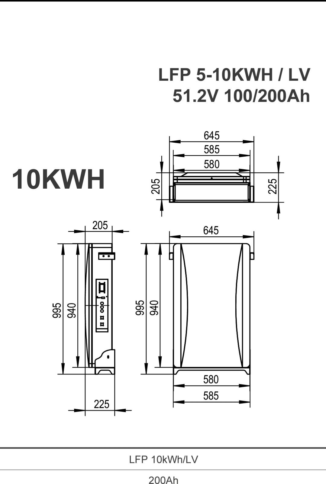 Батарея Sunket LFP 10KwH/LV (LiFePo4 51,2V 200Ah 10.2Квт/год)