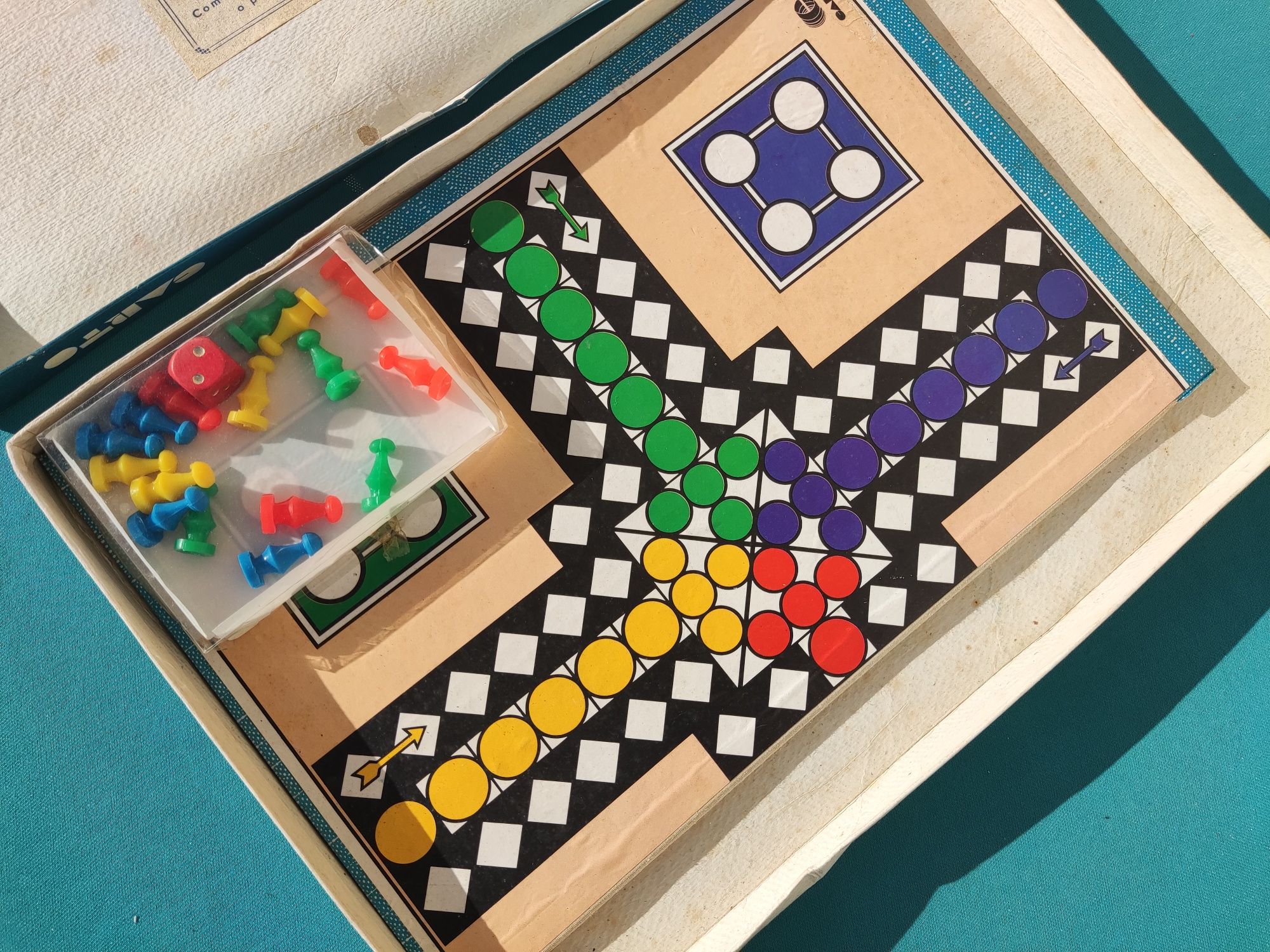 Jogo de tabuleiro antigo "LUDO" Karto, vintage