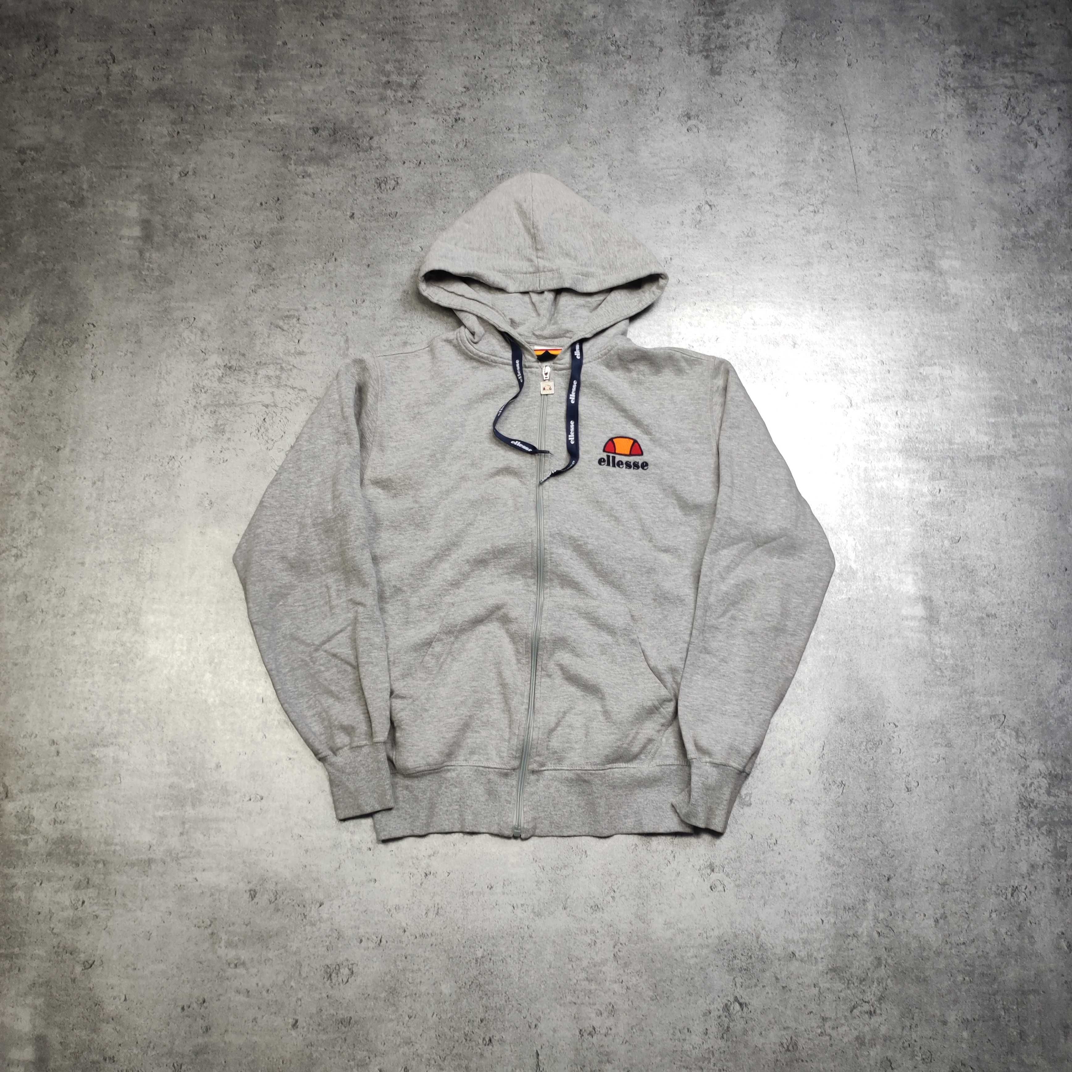 MĘSKA Bluza z Kapturem Bawełna Hoodie Suwak Szara Ellesse Logo