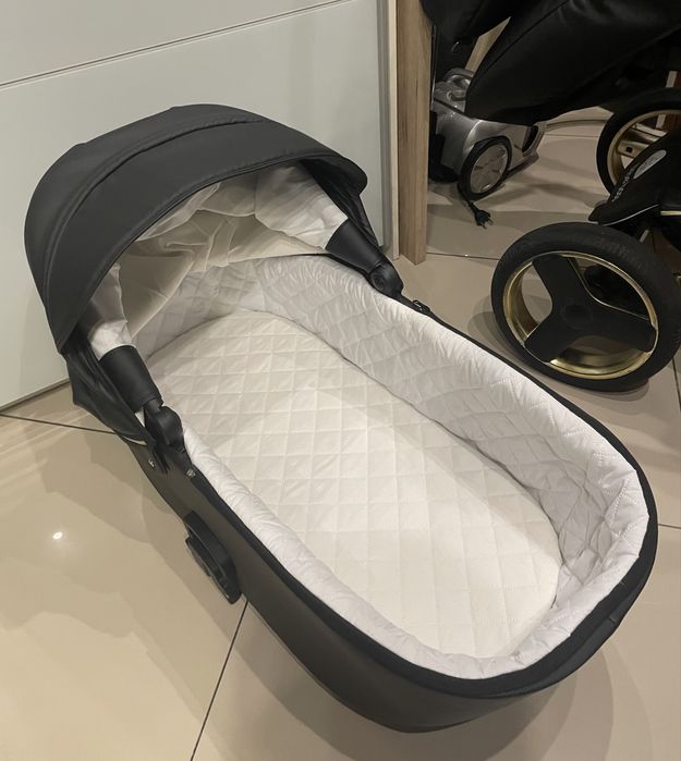 Wozek ekoskórą 4w1 Berco gold premium retro fotelik + baza isofix