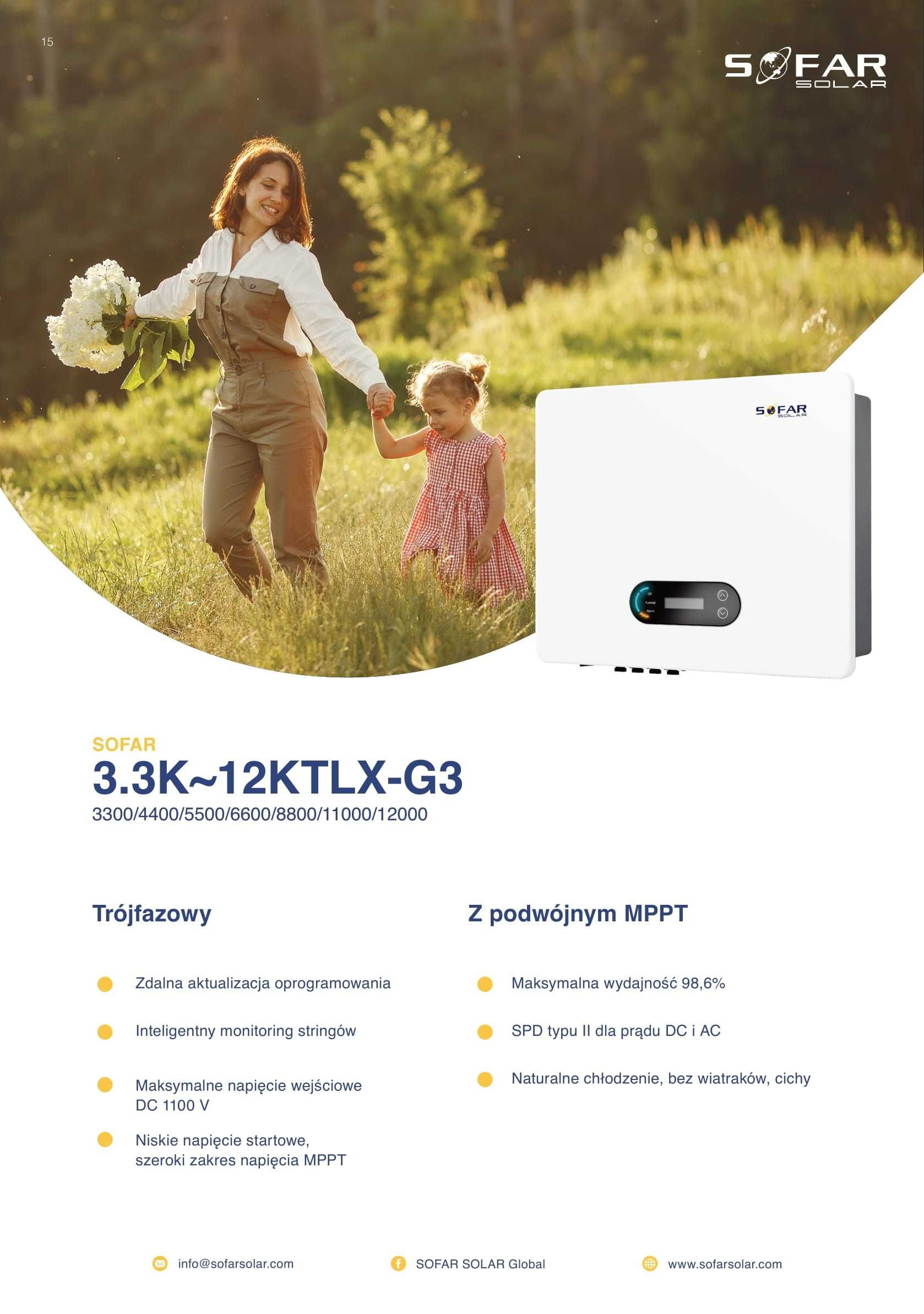 Fotowoltaika 6,37 kW panele Ja Solar 455W falownik Sofar BRUTTO