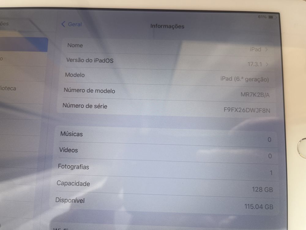 Ipad 6 128gb WIFi livre branco