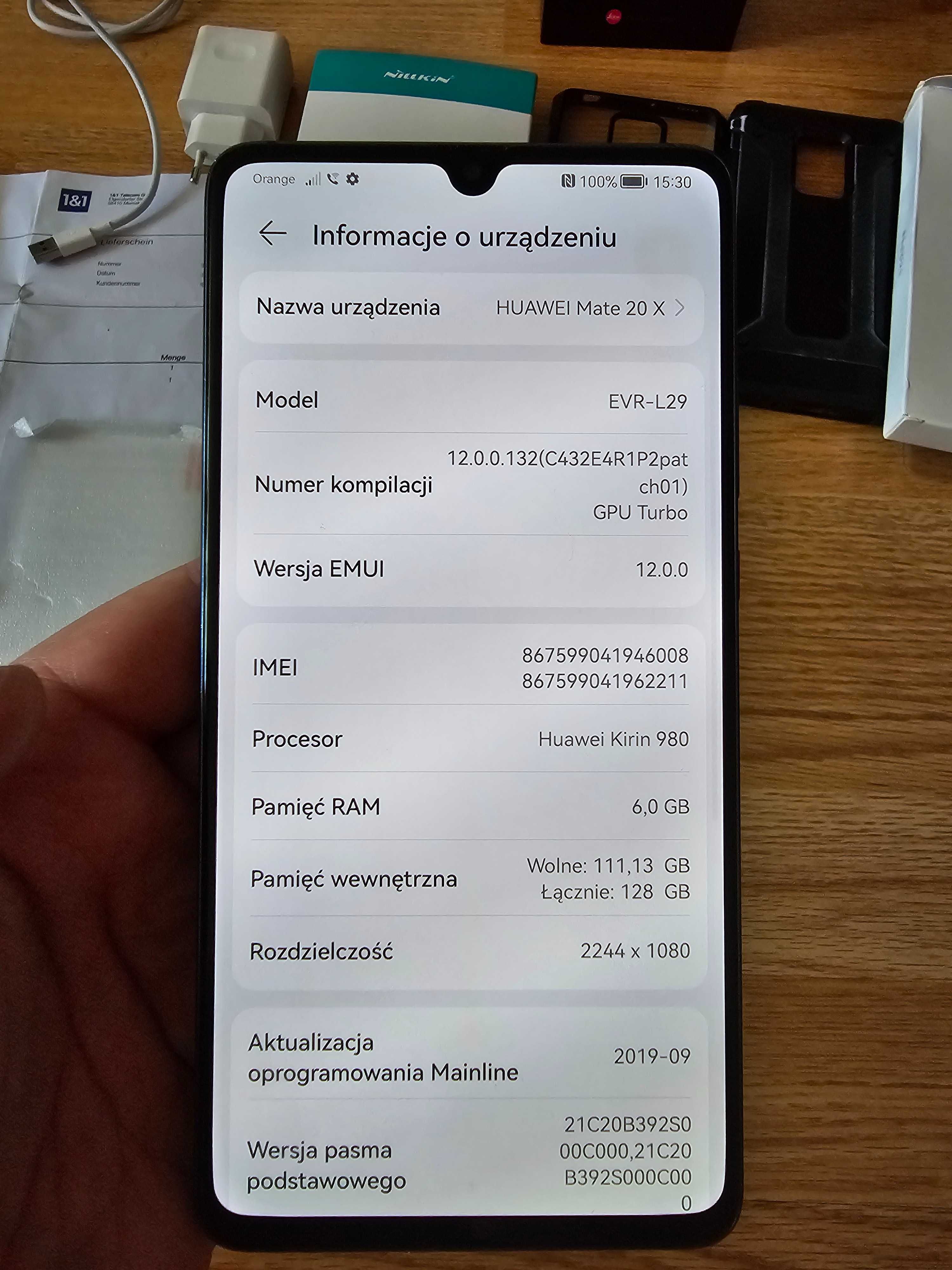 Huawei Mate 20X 4G   7,2 cala, europejska dystrybucja, usługi google