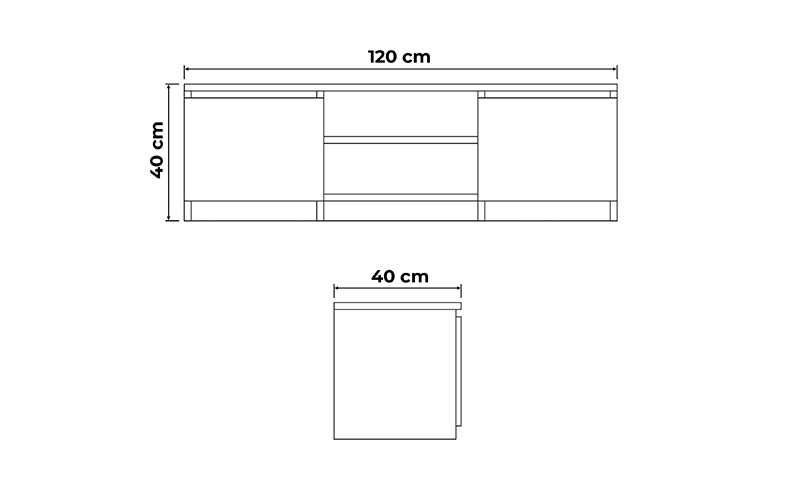 Szafka RTV komoda 120 cm / biała, dąb, połysk / salon sypialnia