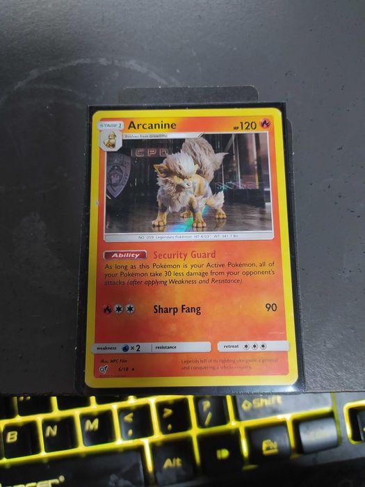 karta pokemon z dedektywa pikachu, arcanine