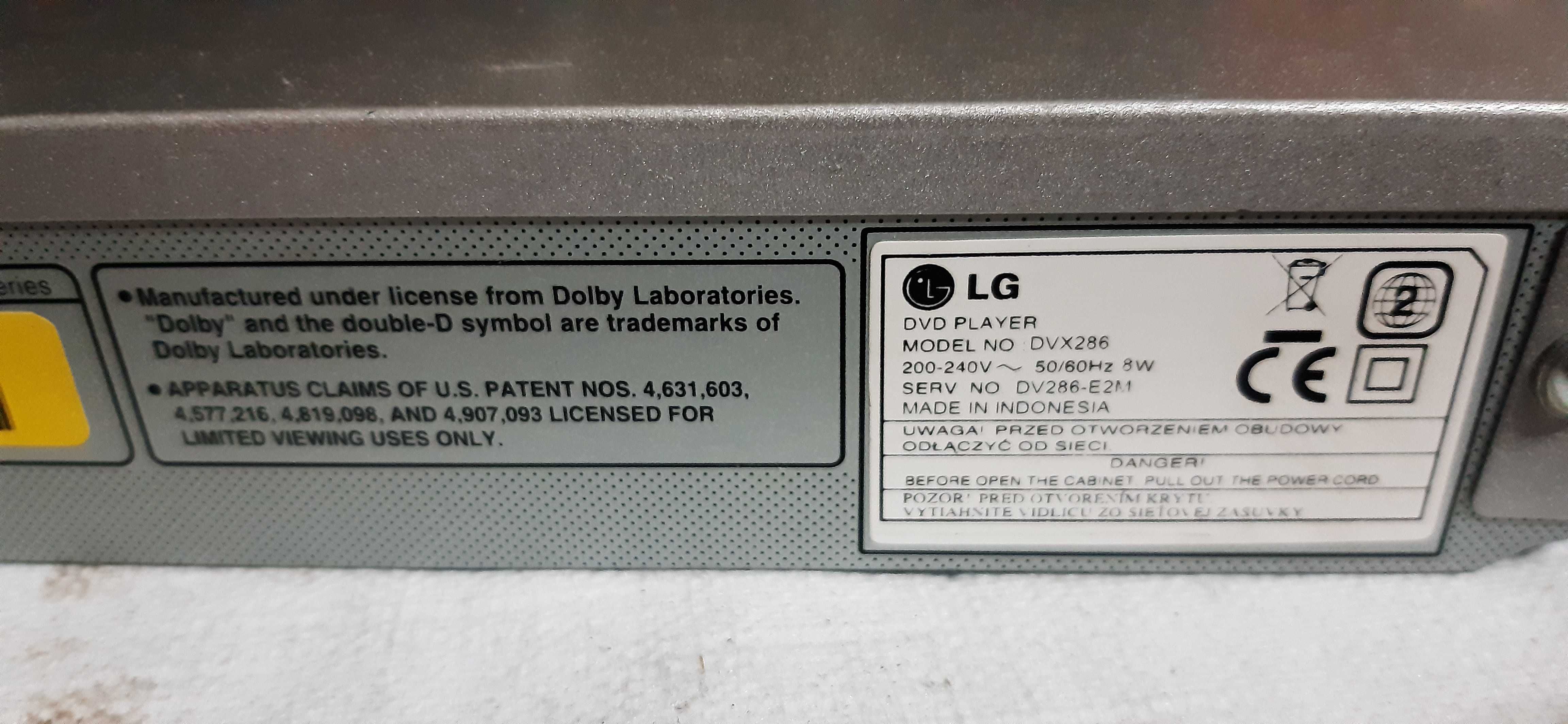 dvd LG model dvx286