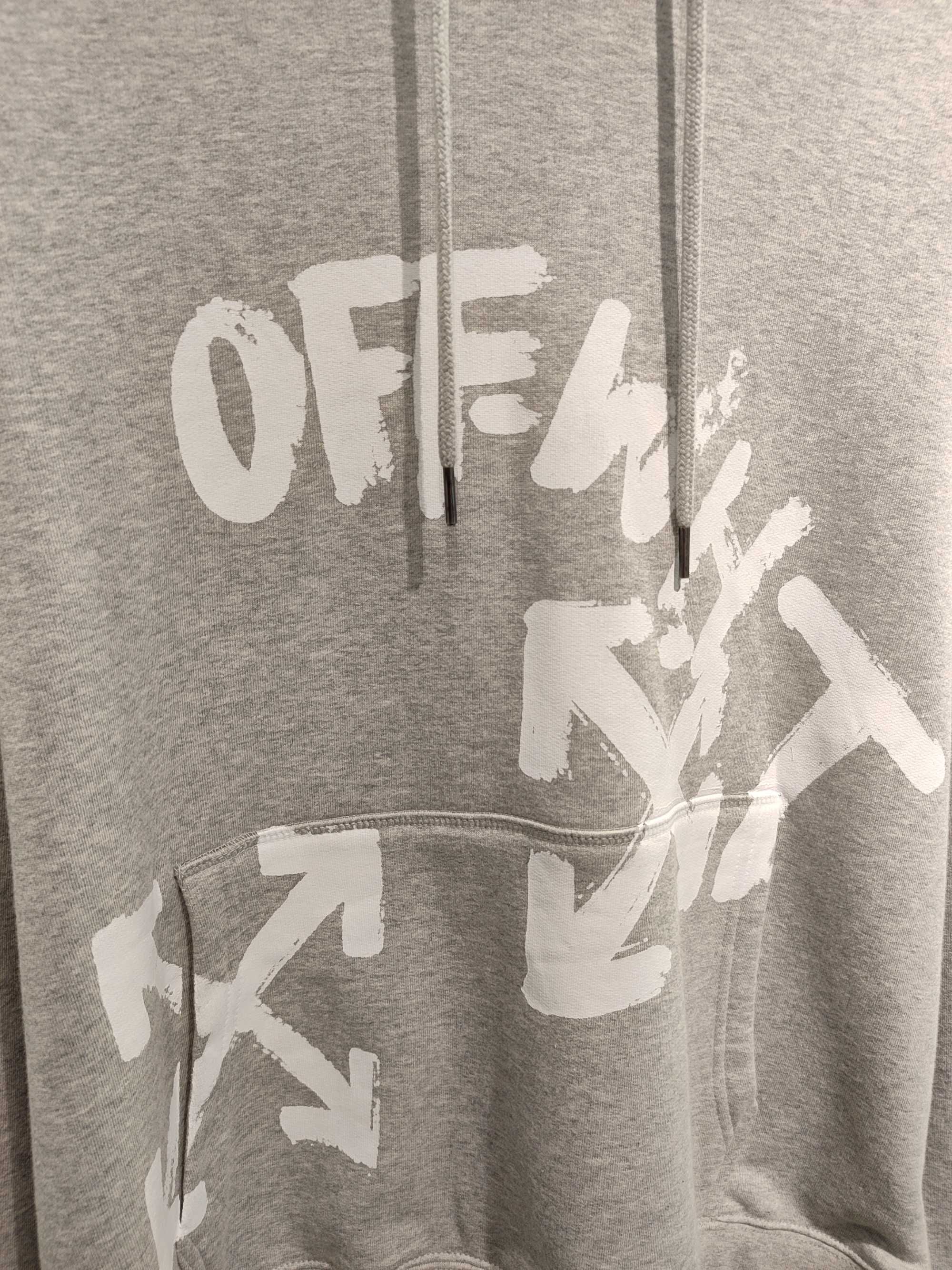 Худі OFF-WHITE LOGO-PRINT Drawstring Hoodie Grey