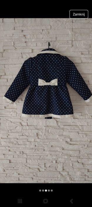 Płaszczyk 5-6l grsnat groszki kokardki