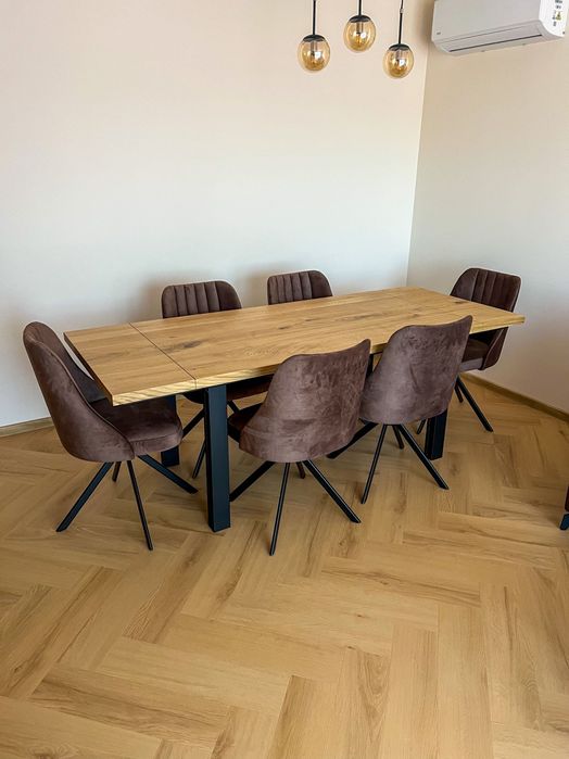 Stół dębowy lity z dostawkami rozkładany loft dąb
